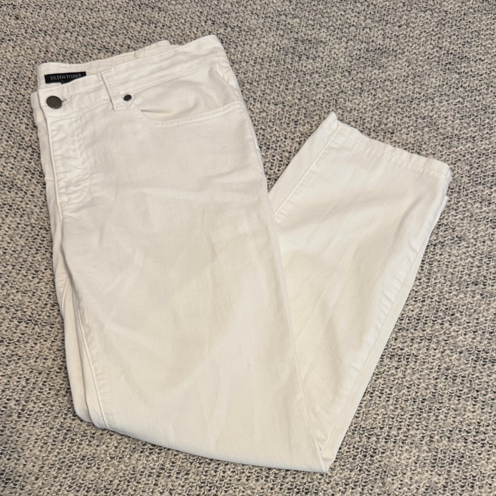 Eileen Fisher Organic Cotton White Straight Leg Jeans Women’s 6 - Picture 1 of 4